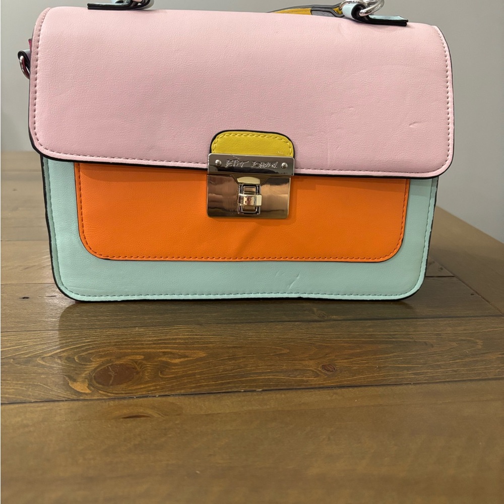 Betsey Johnson Color Block Faux Lesther Crossbody